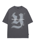 오드스튜디오(ODDSTUDIO) Y 로고 오버핏 티셔츠 - LIGHT CHARCOAL