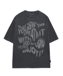 오드스튜디오(ODDSTUDIO) 웨이브 레터링 피그먼트 오버핏 티셔츠 - CHARCOAL