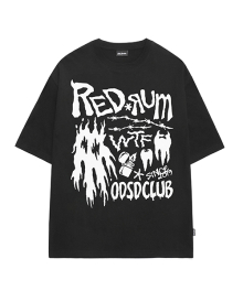 레드럼 그래픽 오버핏 티셔츠 - BLACK
