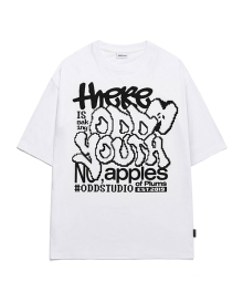 애플 픽셀 그래픽 오버핏 티셔츠 - WHITE
