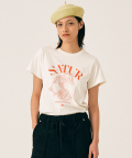 (W) 카프리 시트론 드로잉 썸머 그래픽 반팔 티셔츠 크림 오렌지