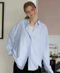 로시로우(LOSSYROW) Mary Oversized Stripe Shirt Blue