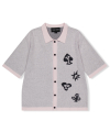 Poker Icons Knit Half Shirts Light Pink