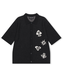 Poker Icons Knit Half Shirts Black