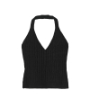 Knitted Cable Halter Top Black
