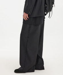 Triple Stitch Wide Trousers - Black