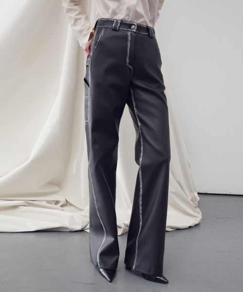 FAUX LEATHER WASHED STRAIGHT Брюки