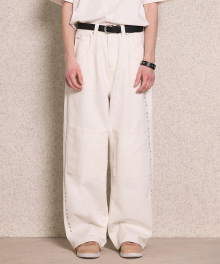 Ventil Stud Denim Pants - WHITE