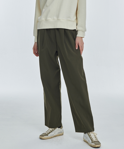 Широкие брюки на резинке с одной складкой [Khaki]