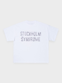 스톡홀름 신드롬(STOCKHOLM SYNDROME) 오버사이즈 핏 페이퍼 테이프 티 - 화이트