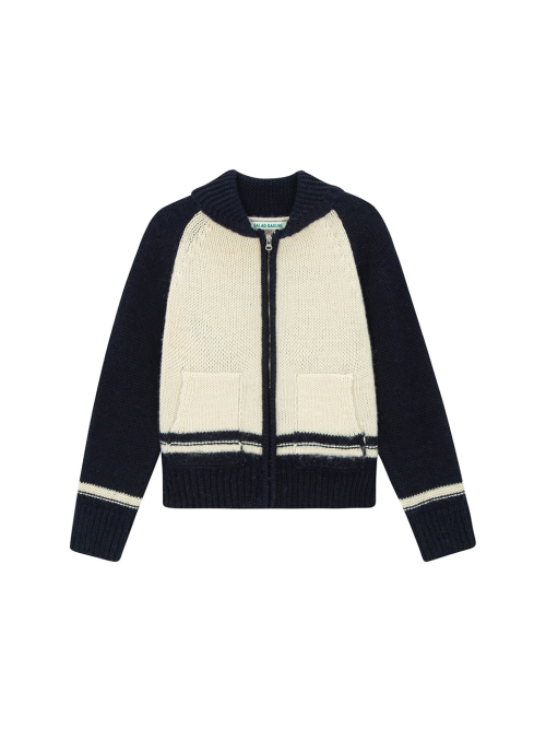 Flower Barsity Zipup Wool Пиджак - navy cream