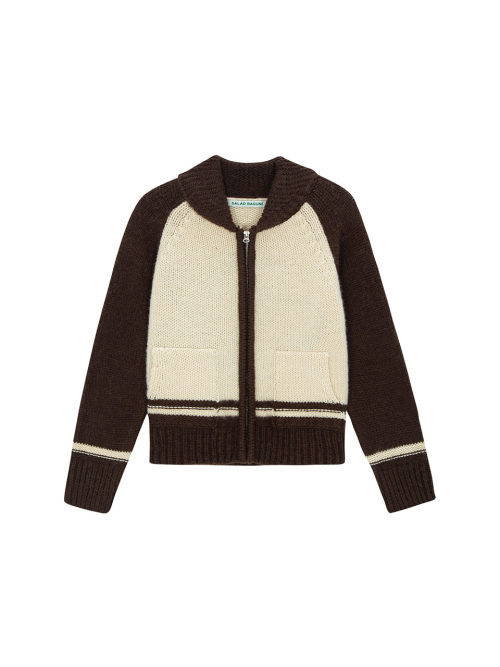 Flower Barsity Zipup Wool Пиджак - brown cream