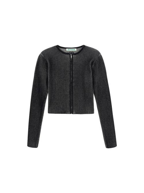 Two-tone zip-up Кардиган - Черный cream