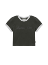 CUTTED LOGO RINGER CROP TOP IN CHARCOAL