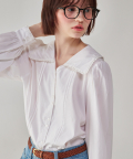 TORCHON LACE PINTUCK BLOUSE IVORY