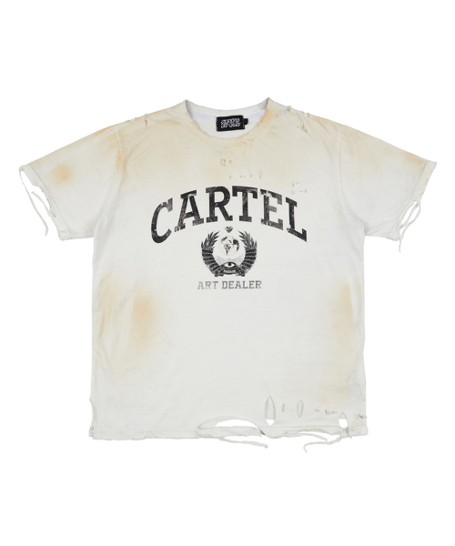 Cartel Hand Distressed T-shirt - Dirty White