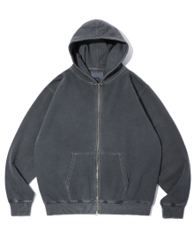 Vintage Pigment Hoodie Zip Up Charcoal