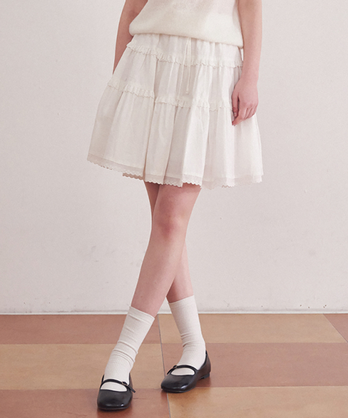 TORCHON LACE FRILL SKIRT IVORY