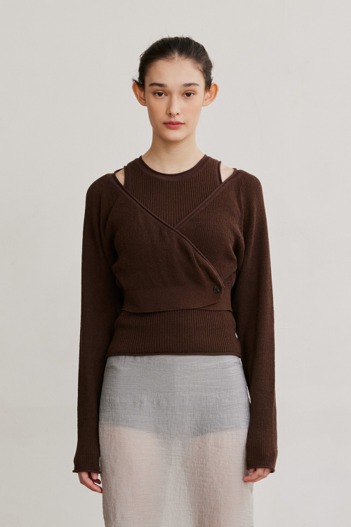 Трикотаж Кардиган SLEEVELESS TOP SET (BROWN)