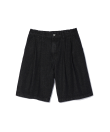 Two Tuck denim Shorts Black