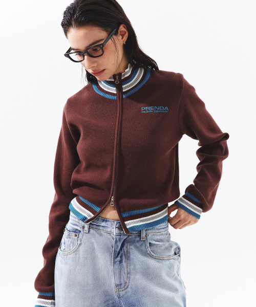 PRDA COLORING FULL ZIP-UP Трикотаж BLUISH BROWN