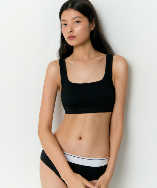 WOMENS SQUARE Горловина COTTON BRA TOP  [Черный]