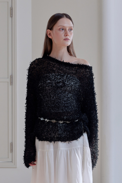 HAIRY ONE SHOULDER Трикотаж TOP (Черный)