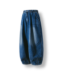 앵글런(ANGLAN) Tin Denim Washing Balloon Pants - Blue Denim