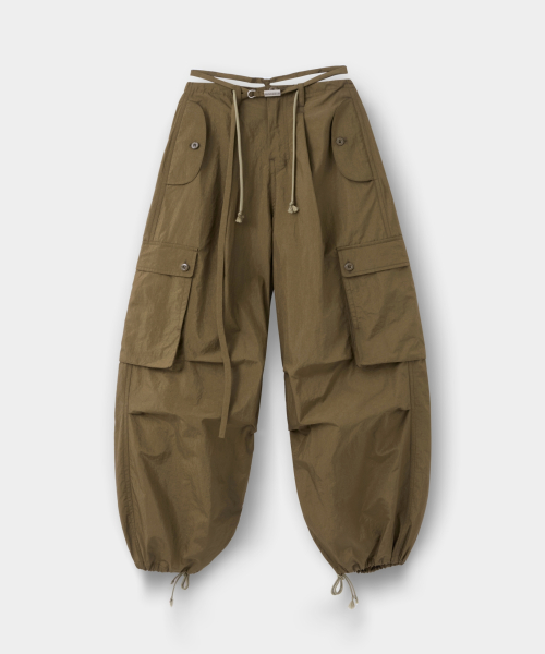 Belted Cargo Parachute Pants