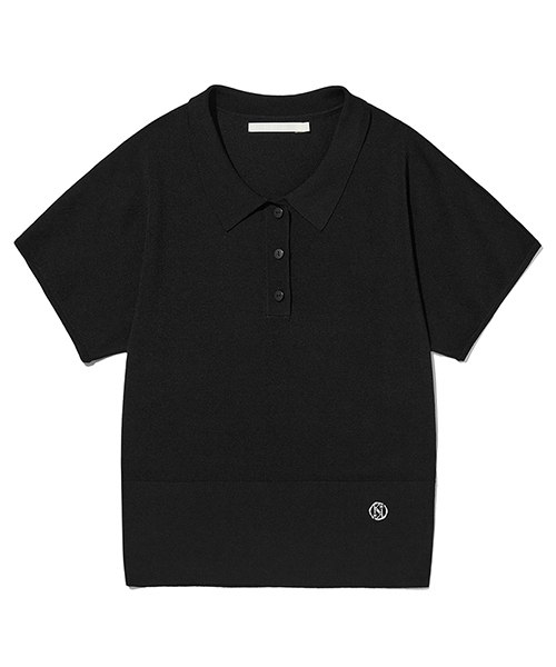 MUSINSA | KIRSH Collection Collar Short Sleeve Knitwear [Black]