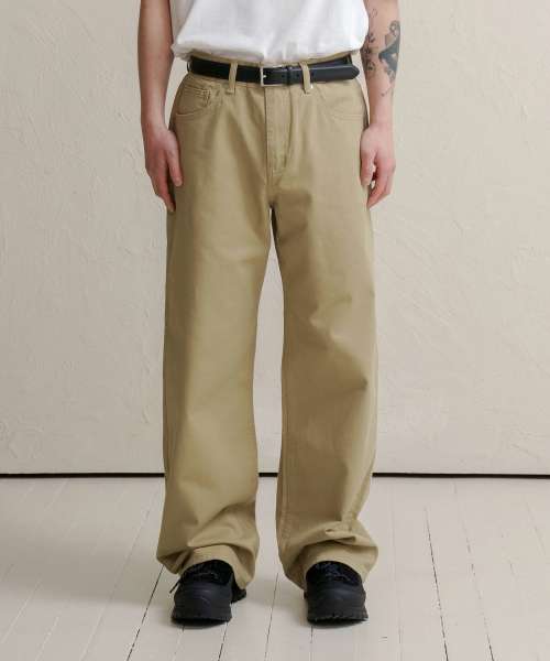 DEN0601 Extra Широкий Cotton Брюки(Бежевый)