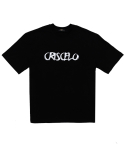 크리스첼로(CRISCELO) (공용) 데미지 로고 티셔츠 - (블랙 20수 오버핏)