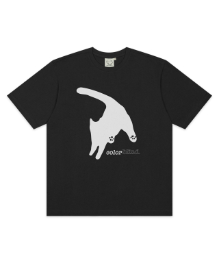 포우와우 고양이 반팔티셔츠 블랙