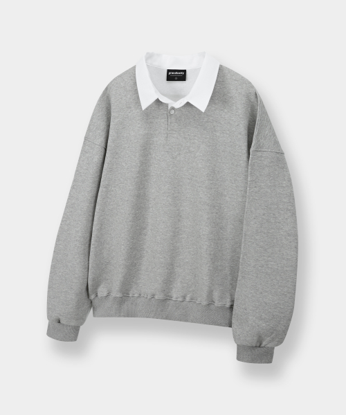 Свитшот регби оверсайз с воротником (Grey)