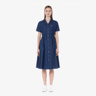 라코스테(LACOSTE) [무료반품] 여성 데님라이크 반팔 셔츠 드레스 [블루]