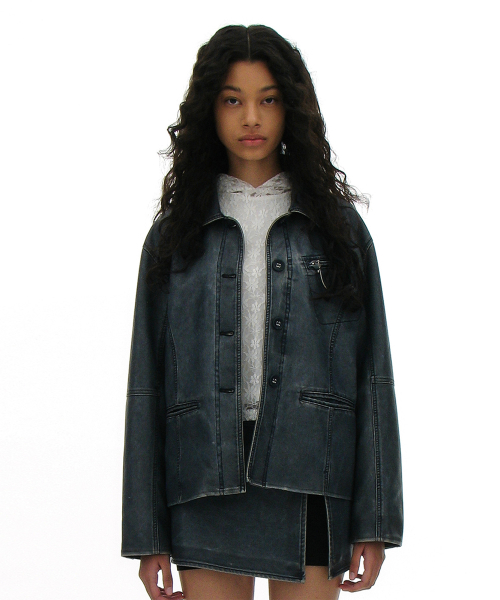 公式 【入手困難品】 MOUSSY LEATHER JACKET SIZED OVER ジャケット