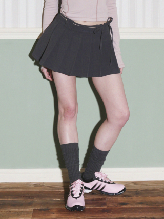리마지(REMAGIE) Ribbon Flare Skirt (Charcoal)