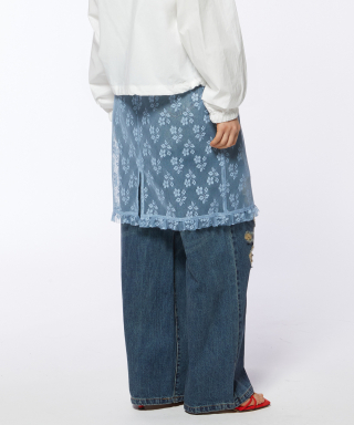 핍펫(PIPPET) Lace Layered Skirt (blue)