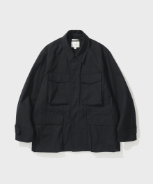 COTTON SILK NEP UTILITY JACKET (BLACK)