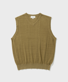 CABLE LINEN KNIT VEST (BEIGE)