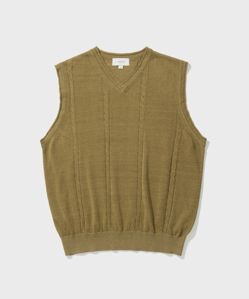 CABLE льняной KNIT жилет (бежевый)