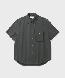 BRUSHED COTTON HALF SHIRT (GREY)