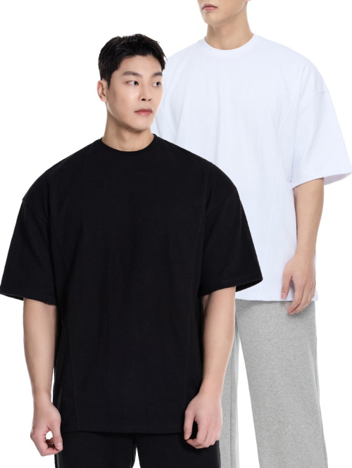바이젝 [SET] 퍼펙트 특양면 오버핏 숄더 2중절개 무지 반팔 티셔츠_10Color