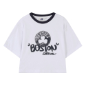 엔비에이(NBA) BOS 카툰 그래픽 여성 배색 크롭 반팔 티셔츠(N242TS723P) 화이트