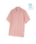 아이러니포르노 화이트라인(IRONYPORNO WHITELINE) 86-IRO320 [워셔블] 라이트 크로쉐 오픈 카라 하프 셔츠 핑크