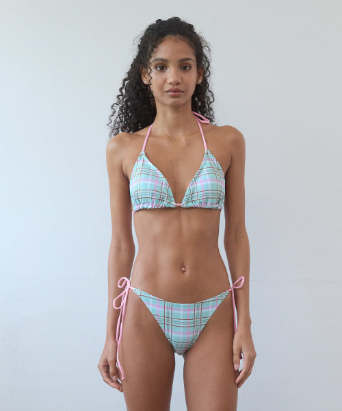 MUSINSA | PISCESS Plaid Check Triangle Bikini_Mint
