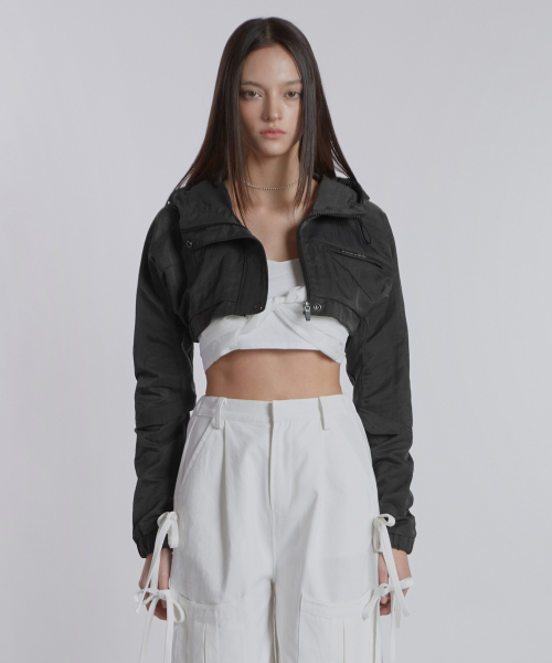 DETAIL HOODED BOLERO(CHARCOAL)