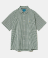 Gingham Check 1/2 shirt S143  Green