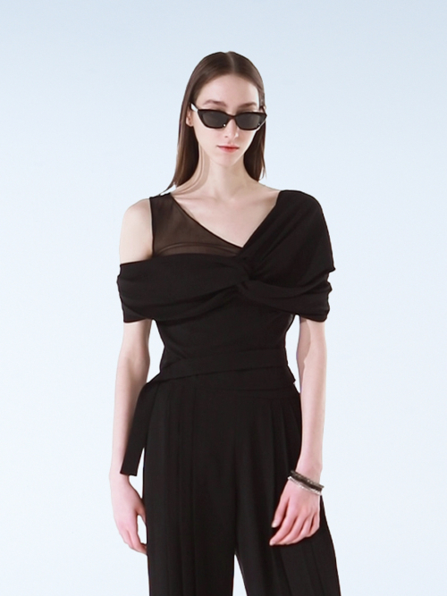 DRAPED SHEER топ - чёрный