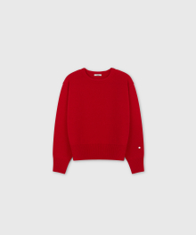 FINE WOOL FRENCH NECK CLASSIC SWEATER RED